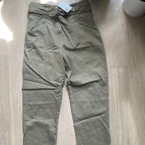 NWT H&M Belted Olive Green Trousers - Picture 1 of 3